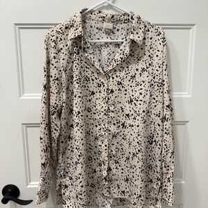 A New Day Cream and Black Patterned Blouse